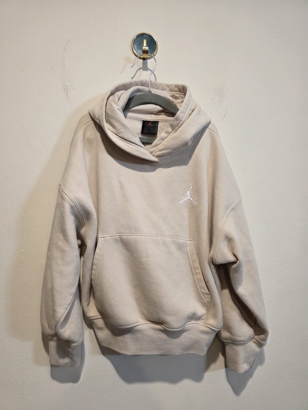 Jordan Cream Pullover Hoodie with Embroidered Jumpman